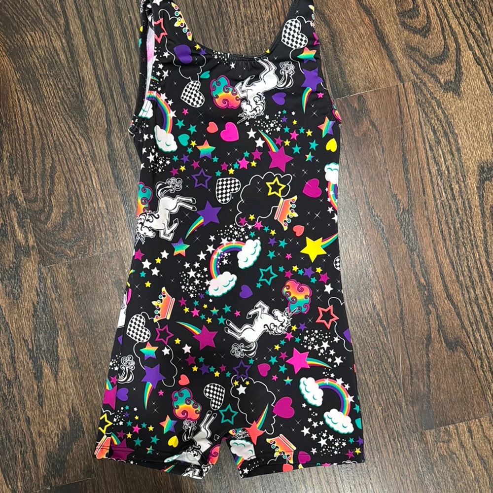 Girl Power Sport Unicorn and Rainbow gymnastics Leotard 4/5